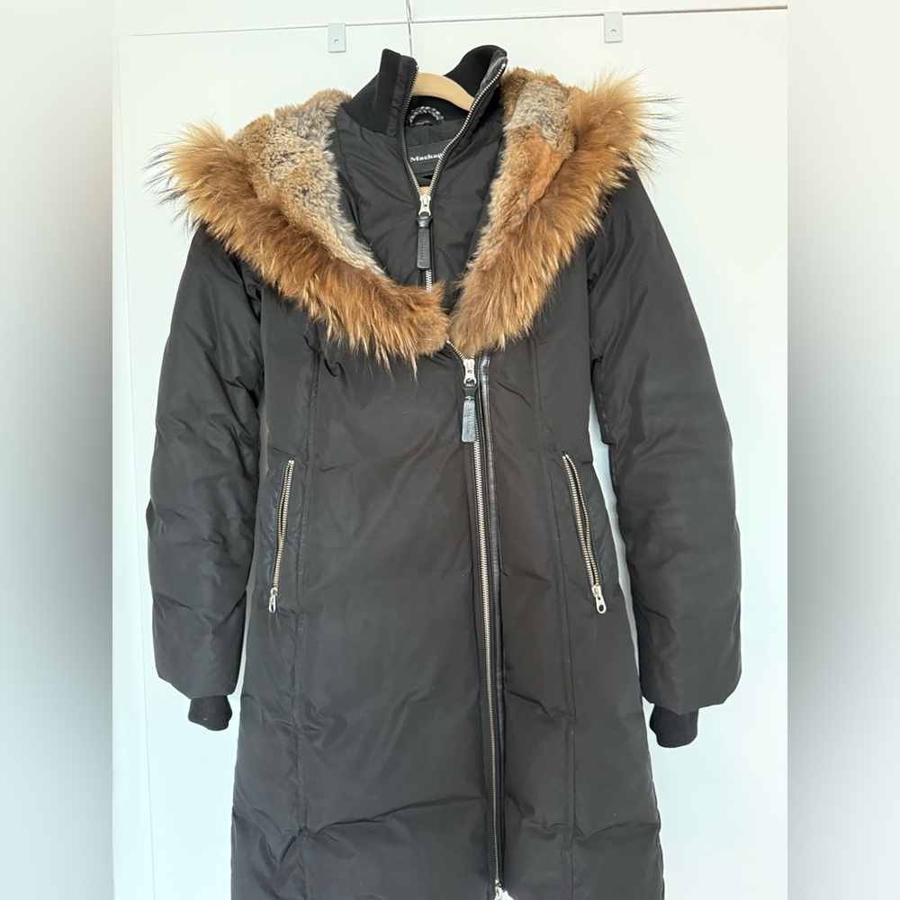 Mackage Black Down Jacket with fur hood